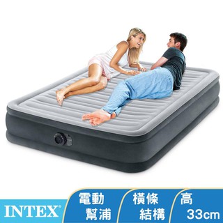 【INTEX】豪華型橫條內建電動幫浦充氣床-雙人-寬137cm(FIBER TECH) 露營充氣床 (67767ED)