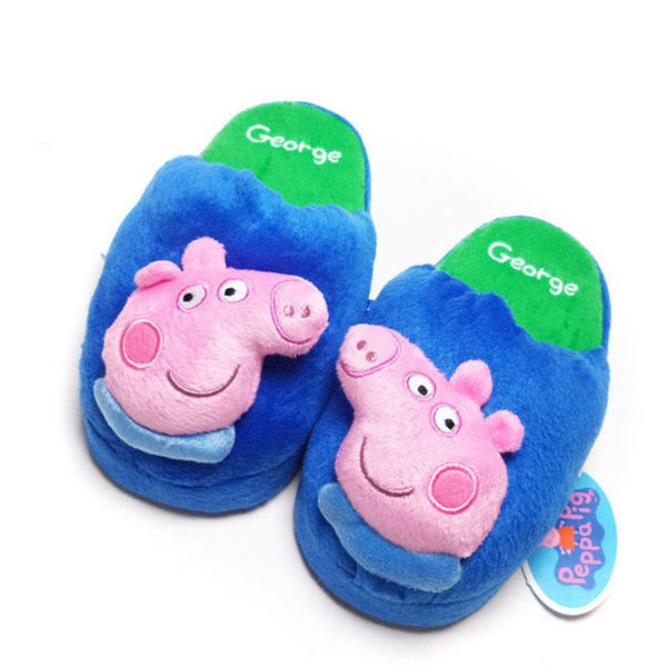 正版佩佩豬Peppa Pig喬治豬小弟保暖毛拖鞋(PG0038)藍18-20.22號