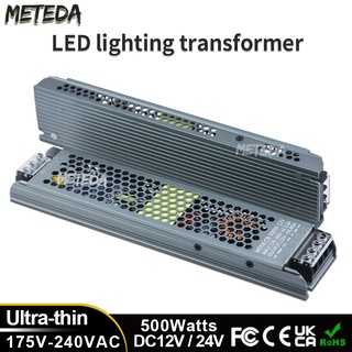 超薄led電源 DC 12V 24V 照明變壓器 500W LED驅動電源適配器 LED燈條廣告燈箱 LED驅動