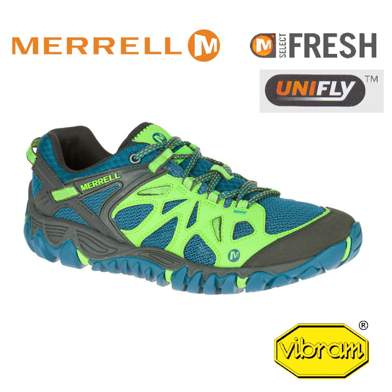 MERRELL 美國 男款 ALL OUT BLAZE AERO SPORT 藍/綠/休閒鞋/ML35577/悠遊山水