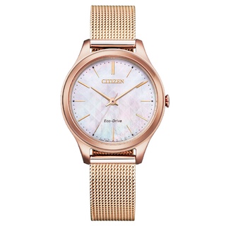 CITIZEN EM0508-80Y《田馥甄 廣告款》32mm/光動能/米蘭錶帶百搭女款/公司貨/白蝶貝面板【第一鐘錶】