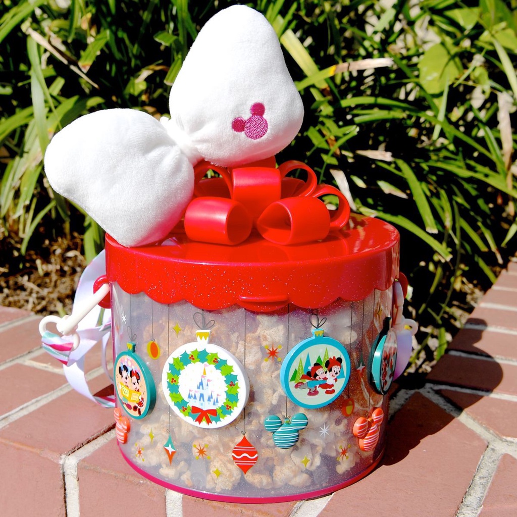東京迪士尼園區限定Tokyo Disney Land聖誕節米妮蝴蝶結緞帶禮盒透明爆米花桶