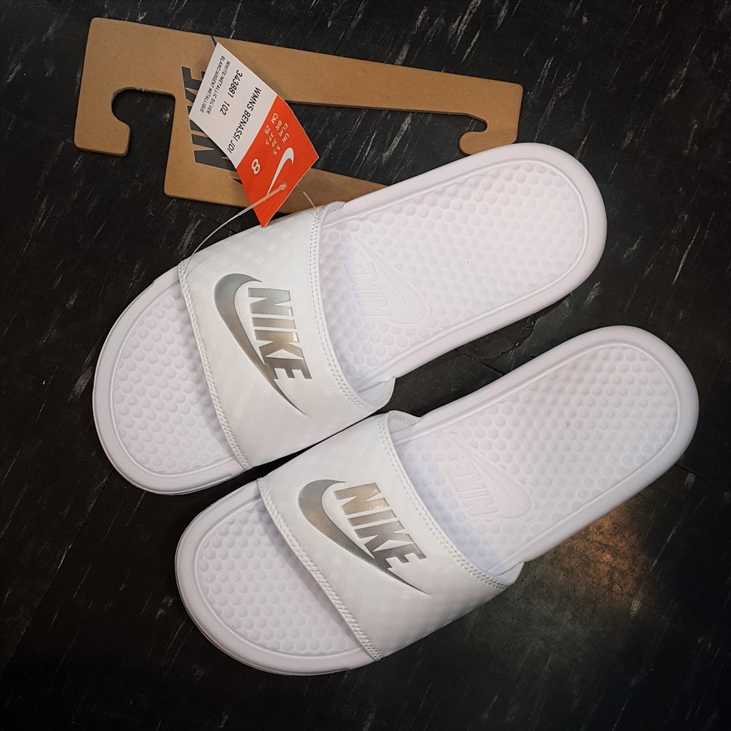 NIKE BENASSI SOLARSOFT SLIDE JDI 拖鞋 白色 全白 白銀 銀勾 343881-102