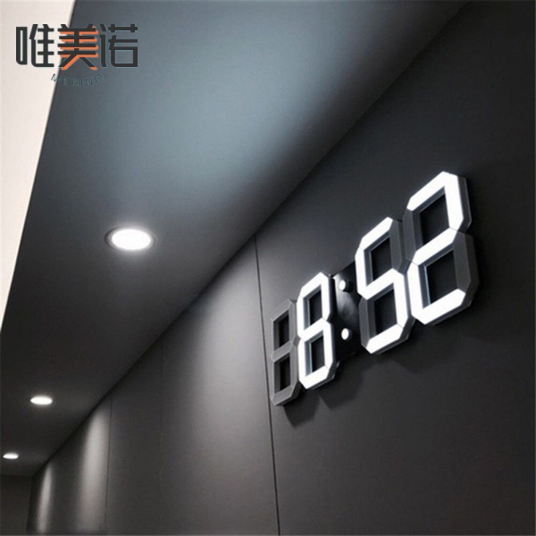 唯美諾 簡歐風格 ins風 多功能 3D立體LED數字掛鐘 時鐘鬧鐘 客廳臥室辦公室萬年曆數字電子鐘錶 掛牆時鐘