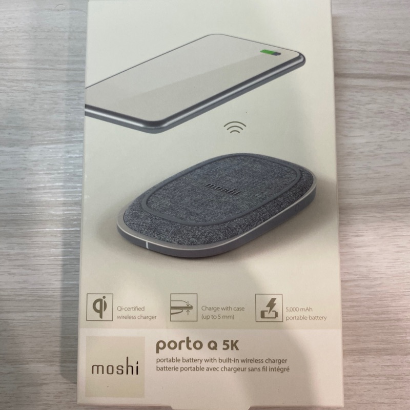 Moshi Porto Q 5K 無線充電行動電源 (灰) 9.9成新 原價2500多