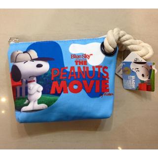 SNOOPY 史努比 史奴比 棒球帽 水藍 觸控式 化妝包 收納包 萬用包 手拿 帆布