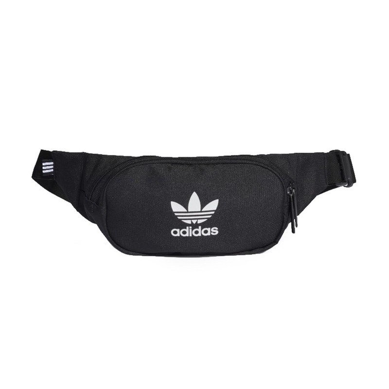 adidas 腰包Essential Crossbody Bag 黑白男女款 三葉草 DV2400