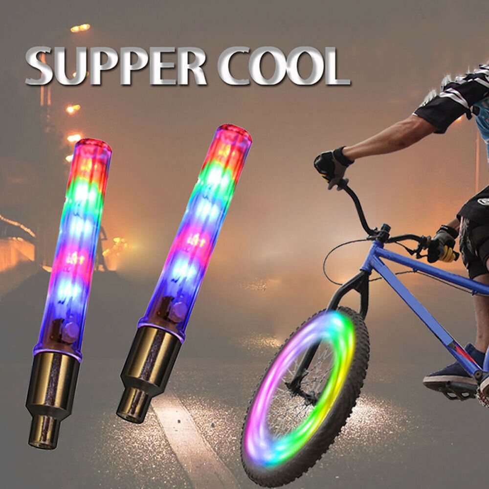 2個裝 5LED燈 自行車車輪燈 摩托車燈 輪胎氣門嘴蓋裝飾燈 自行車氣門帽閃光燈 自行車霓虹燈腳踏車