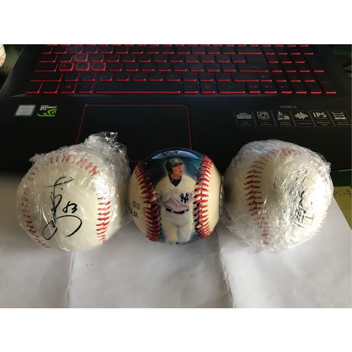 MLB 美國職棒 紐約洋基隊 松井秀喜肖像球 紀念球 3顆 印刷簽名球 LOGO球 二手舊物 意者下標