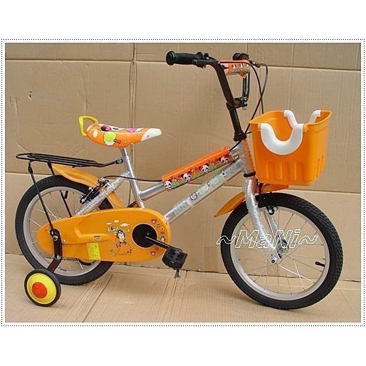 ♡曼尼♡16吋 ~小熊~兒童 腳踏車  打氣輪 兒童自行車 童車 全配/大籃子/鋁框/ 台灣製造 橘