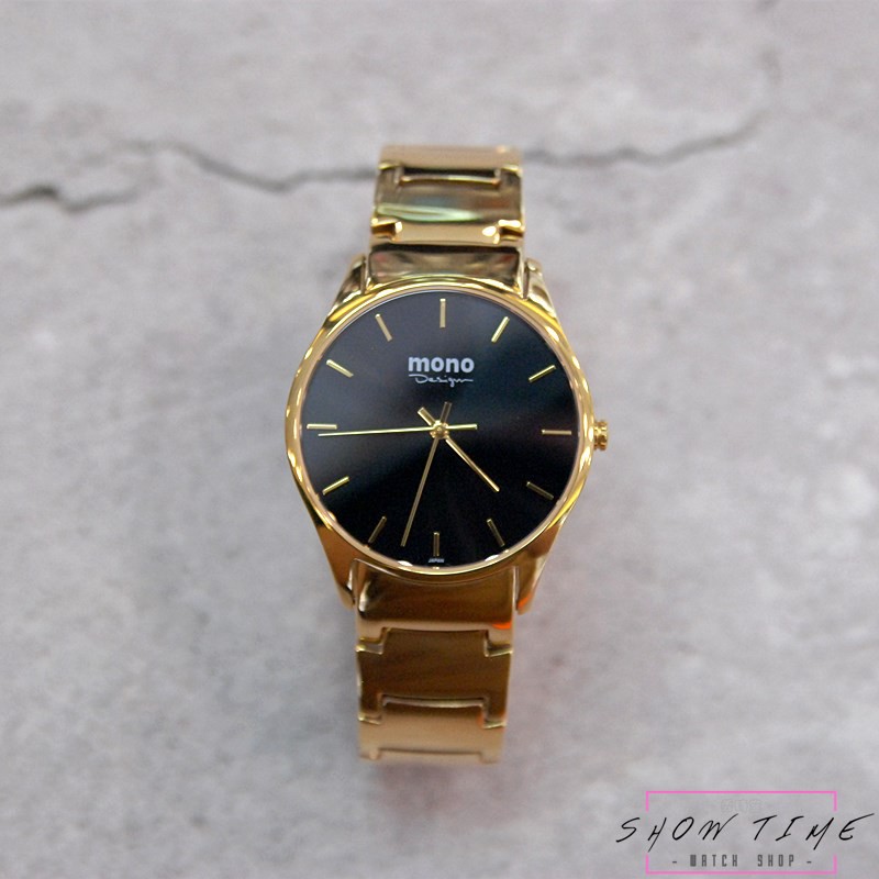曼諾 MONO 極簡約時尚美學水晶玻璃腕錶-鋼帶/黑面金 3199G-336 [ 秀時堂 ]