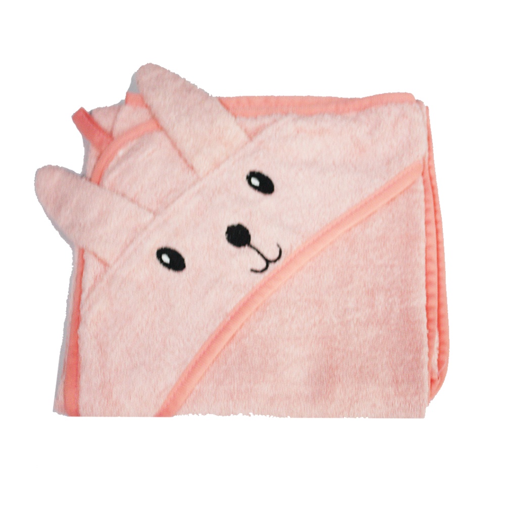 雀斑連帽毛巾兔子粉色兒童浴巾帶帽子