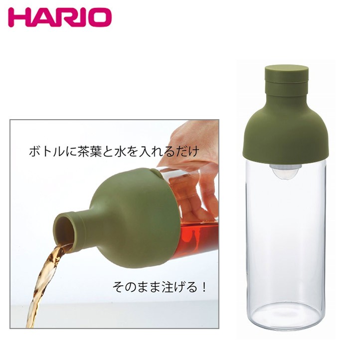 【HARIO】酒瓶造型冷泡茶玻璃水壺300ml-橄欖綠 / FIB-30-OG