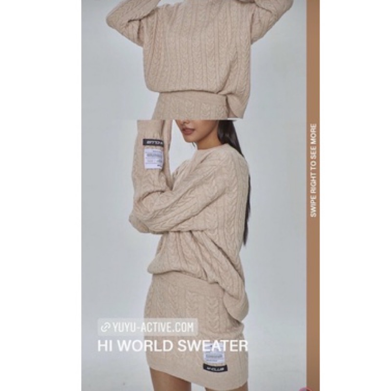 Yuyu active _Hi world sweater Skirt針織套裝