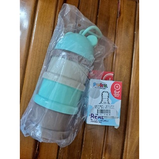 3FF031 奶粉盒加2個 PUKU 藍色企鵝 寬口防脹氣L 十字奶嘴 新生兒 幼兒 全新商品