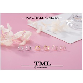TML S925純銀 甜美可愛貓咪耳環 純銀耳環 針式 女款(SE0481)