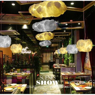 【愛團購 iTogo】LED雲朵吊燈|漂浮雲朵|雲吊燈|烏雲燈|棉花糖雲朵|漂浮白雲吊燈|創意吊燈(寬50*高25cm)
