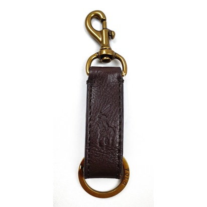 剩最後一個，吊牌遺失～◀OUTLET▶ Polo Ralph Lauren - 皮革扣環鑰匙圈 (咖啡色)