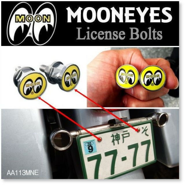 (Q.B Helmet)美國正版 MOONEYES moon  車牌螺絲 車牌鎖 美國改裝車  檔車 偉士牌