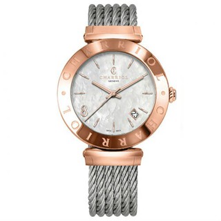 CHARRIOL 夏利豪 (AMP51A010) 玫瑰金經典鋼索腕錶/珍珠母貝面 34mm