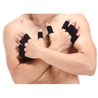 加長型 運動尼龍護指 指關節護指套 籃球排球黑色護手指 10入/組 黑/灰隨機