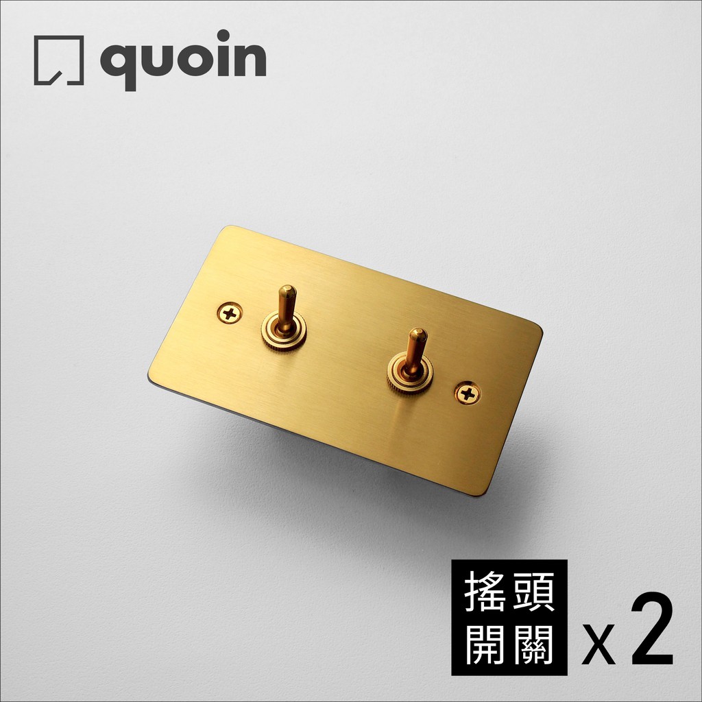 【光引 quoin】工業風 髮絲紋拉絲金色面板 復古黃銅色 金色搖頭開關 二開