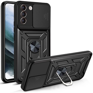 時尚多彩防震外殼三星 Galaxy S21 Ultra S22 Plus S21+ 5G 全保護套指環支架支架後殼