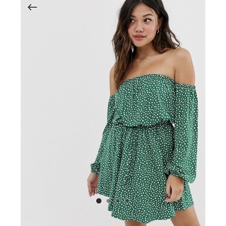 全新 ASOS DESIGN 綠色平口點點洋裝