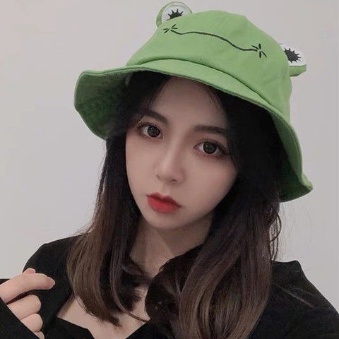 新款 Ins好玩的青蛙漁夫帽子女春夏趣味卡通情侶防曬遮陽女生帽子漁夫帽遮陽帽抖音網紅日系防曬太陽帽文 蝦皮購物