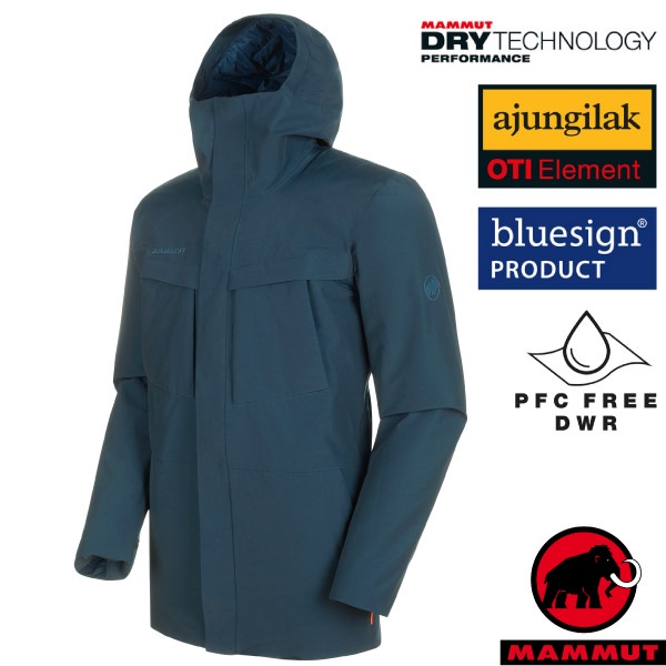 【MAMMUT 長毛象】男款超輕量化纖保暖連帽外套 Chamuera Thermo Parka.夾克_水鴨藍_26401