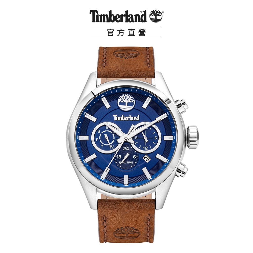 【Timberland】手錶 男錶 ASHMONT系列 46mm兩地時間多功能 皮革錶(TBL.16062JYS/03)