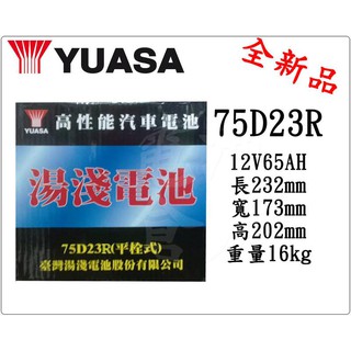 ＊電池倉庫＊全新湯淺YUASA汽車電池 加水75D23R(55D23R加強)