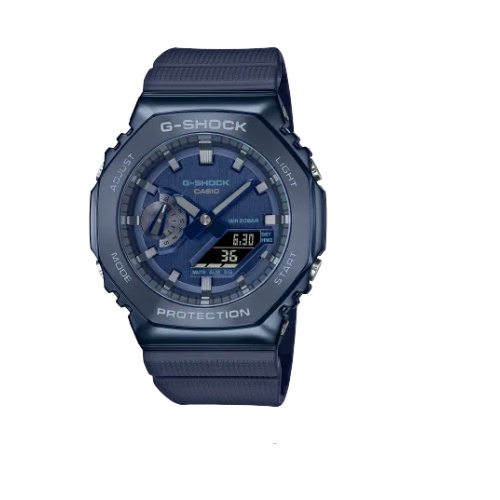 【CASIO 卡西歐】G-SHOCK 深海藍金屬錶殼 八角型錶殼 GM-2100N-2A_44.4mm