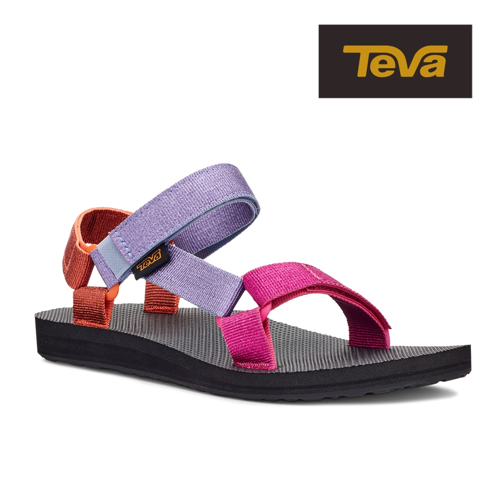 【TEVA】女 Original Universal 經典緹花織帶涼鞋/雨鞋/水鞋-金屬彩色紫紅色 (原廠現貨)