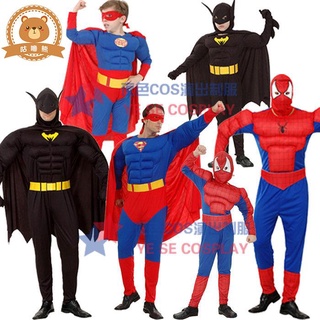 萬聖節服裝 萬聖節服裝兒童 蜘蛛俠超人蝙蝠俠服裝 萬圣節親子裝表演套裝 成人兒童衣服男童裝