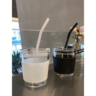 玻璃耐熱隨手杯白色（ 附杯吸管為不鏽鋼非白色塑膠 ）