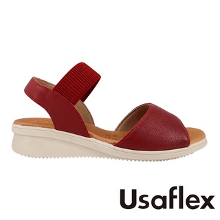 【Usaflex】 抗菌系列活潑簍空方格款涼鞋(熱情紅)｜巴西 機能時尚 熱銷款