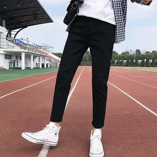 【UM】黑色刀割 韓版牛仔褲男 牛仔長褲男 牛仔小腳褲 工作褲 男褲 男裝褲子 休閒褲男 窄管褲 男生長褲 GCC50
