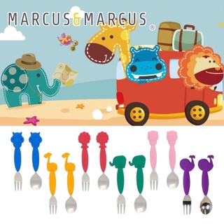 （總代理公司貨）加拿大MARCUS＆MARCUS 動物樂園兒童不鏽鋼叉匙餐具組