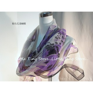 Little Ting Store:SILK TOUCH豹紋/扶桑花/幾何塗鴉/蝴蝶翩翩長巾圍巾披肩(多款式)