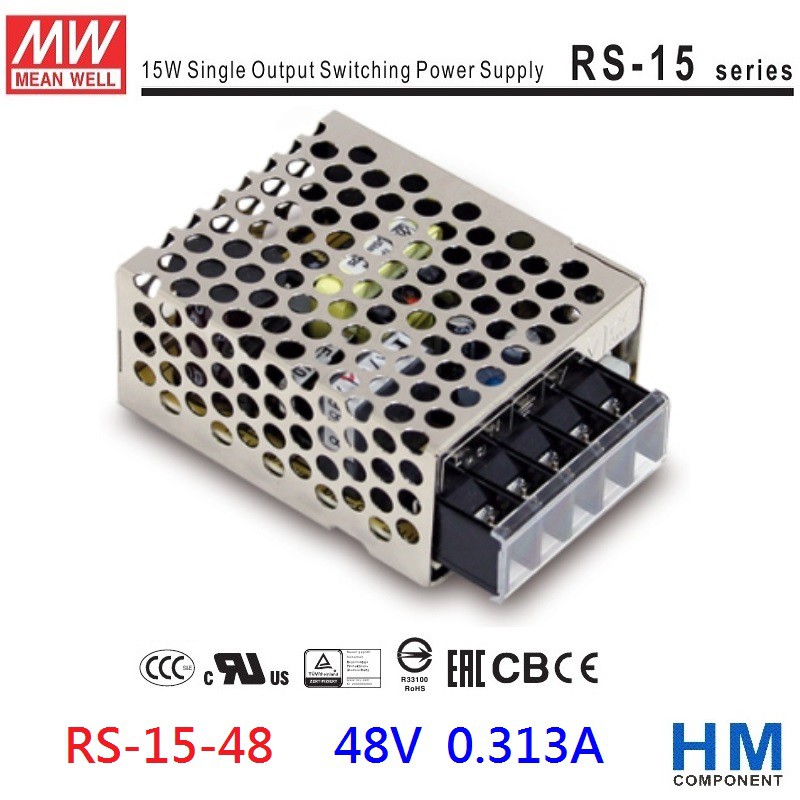 明緯 MW 電源供應器 RS-15-48 48V 0.313A 15W-HM工業自動化