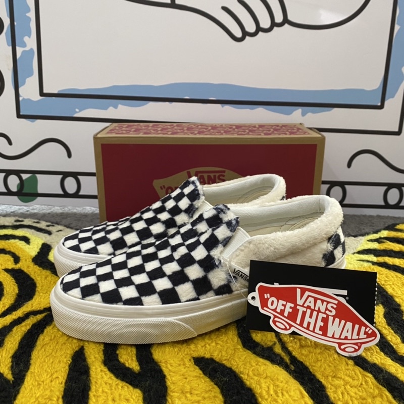 【LittleSeoul】韓國代購 VANS Slip-on 韓國限定 絨毛 絨布 毛毛 棋盤格 男女鞋 情侶鞋