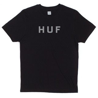 HUF - 素全黑ORIGINAL原創LOGO TEE-街頭 潮流 塗鴉 滑板 單速車