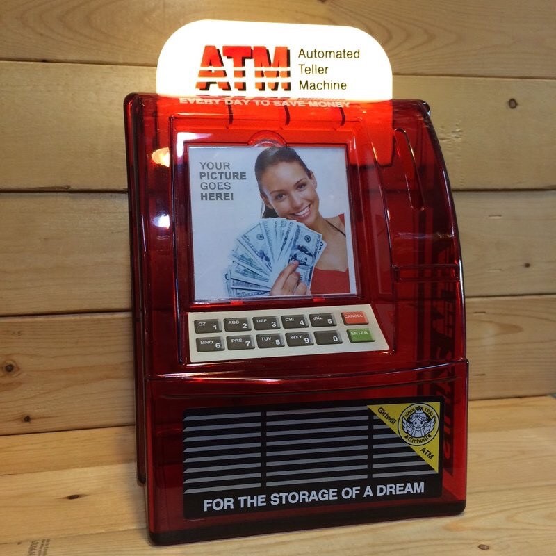 (I LOVE樂多)日本進口 ATM提款機造型存錢筒上端招牌可亮光 共三款供您挑選