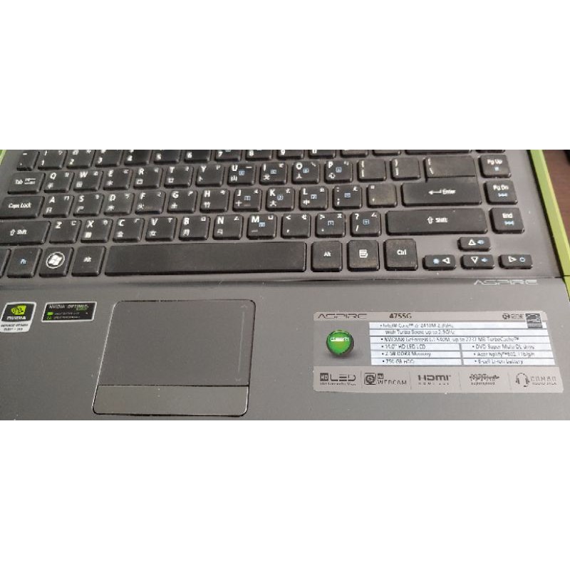 Acer aspire 4755g 筆電 4gRam 750GBHDD