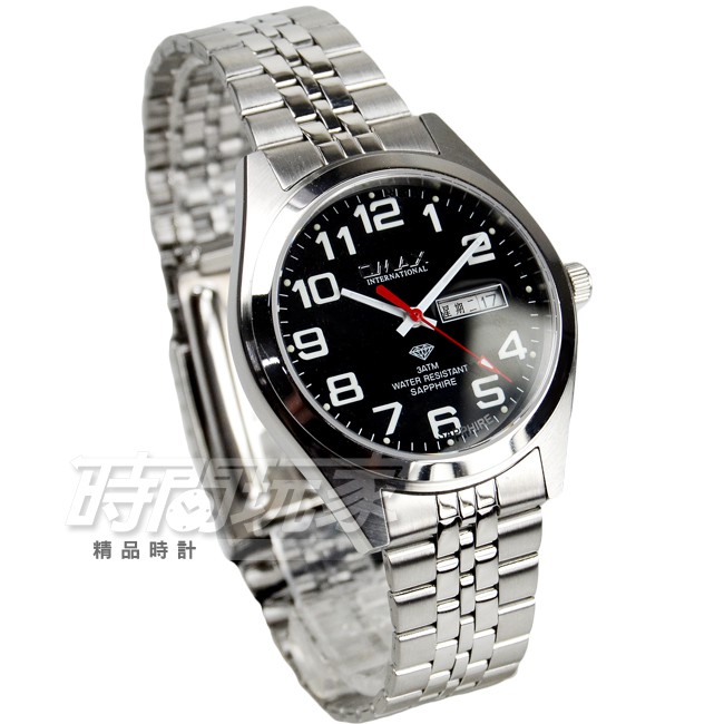 OMAX 時尚城市 OM4004M黑字大 數字圓錶 不銹鋼錶帶 藍寶石水晶 日期+星期顯示【時間玩家】
