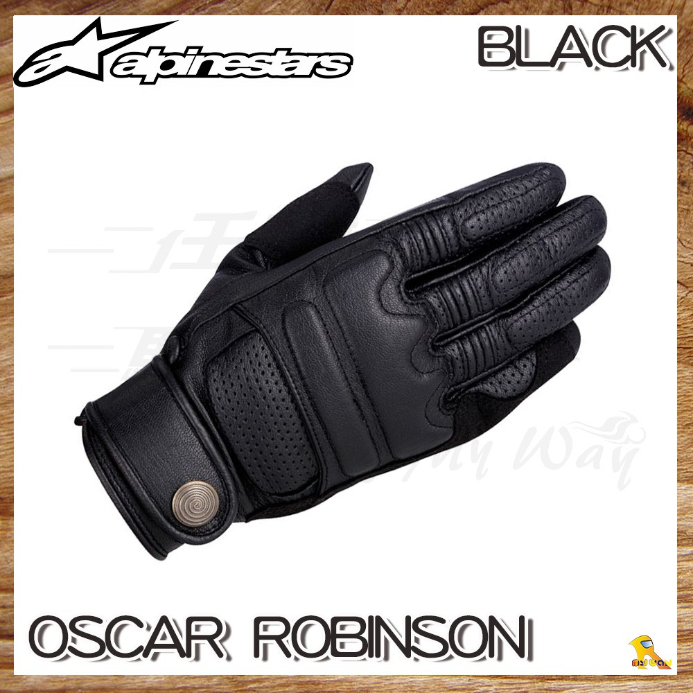 任我行騎士部品 A星 OSCAR ROBINSON 黑 復古 皮革 羊皮 防摔手套 哈雷 復古 ALPINESTARS