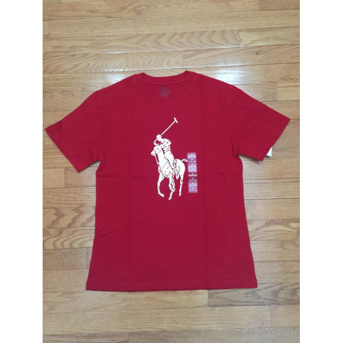 【Polo Ralph Lauren】大男童男生 大馬短袖T恤 印染大馬Logo 純棉T恤 圓領短袖T恤 紅色M