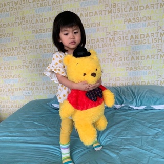 ❤Lika小舖❤現貨 高約40cm 日本帶回 迪士尼正版 維尼熊 小熊維尼 偵探/愛心 情人節 玩偶布偶娃娃 pooh