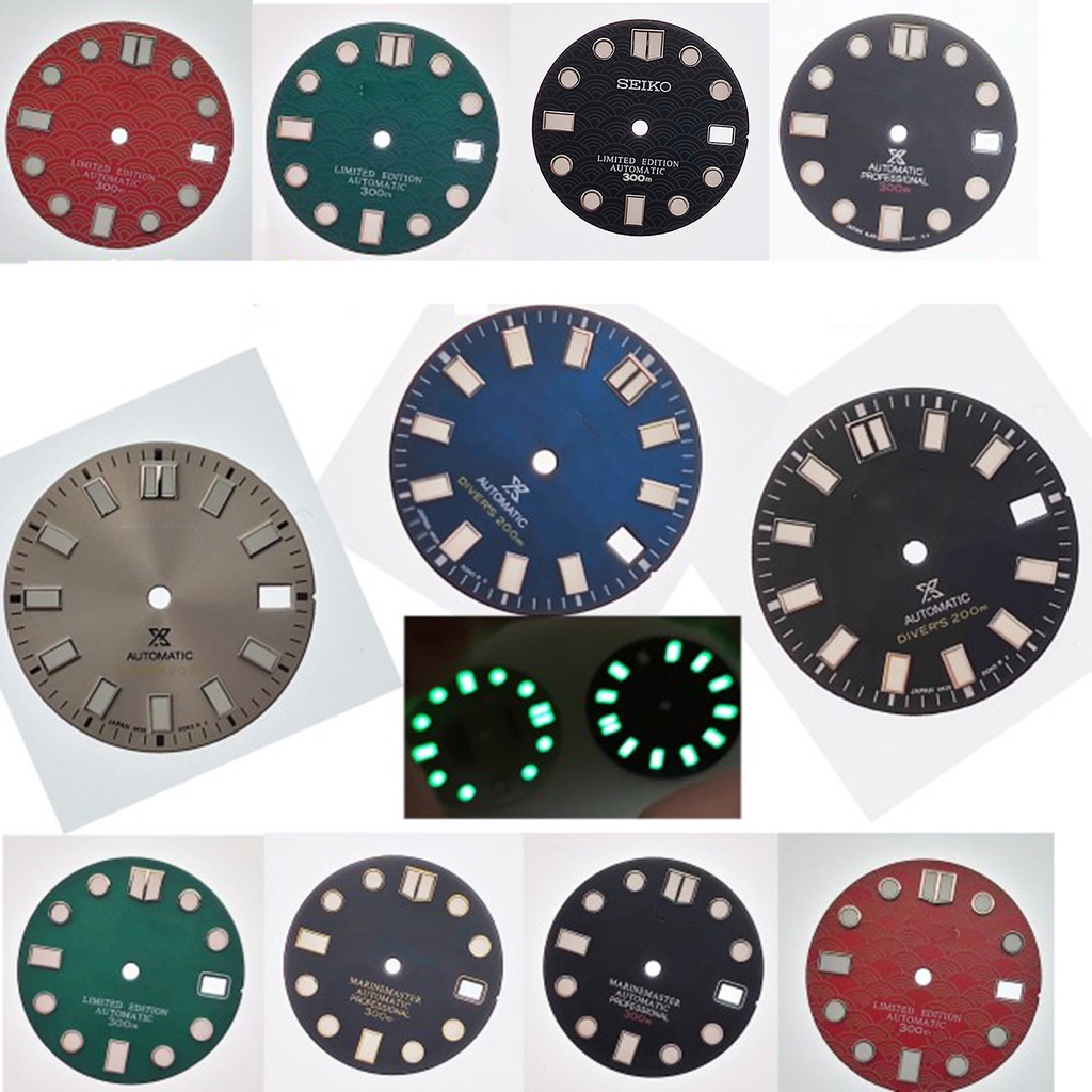 Skx007 小 MM 鮑魚 NH35 夜光手錶錶盤太陽圖案錶盤備件